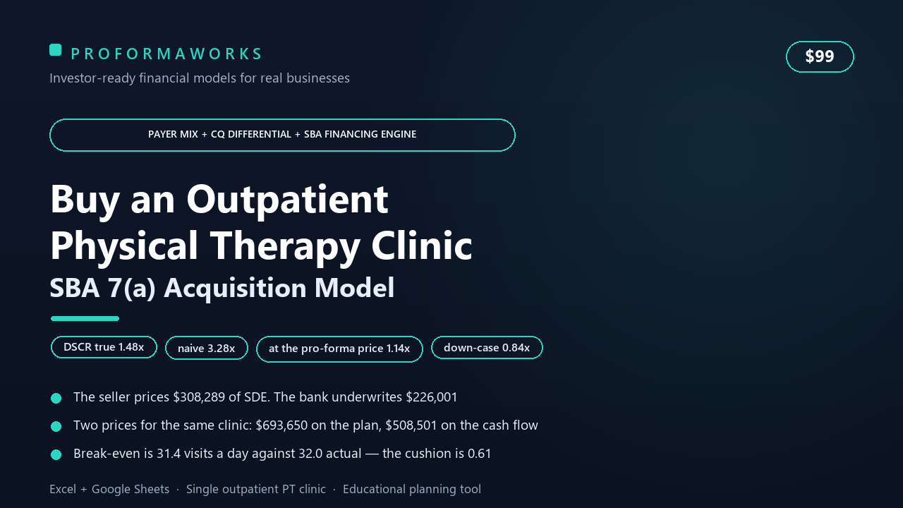 �� Outpatient Physical Therapy Clinic Acquisition & SBA Underwriting Financial Model