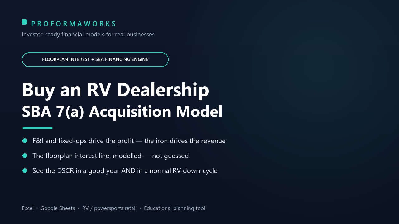�� RV Dealership Acquisition & SBA Underwriting Financial Model