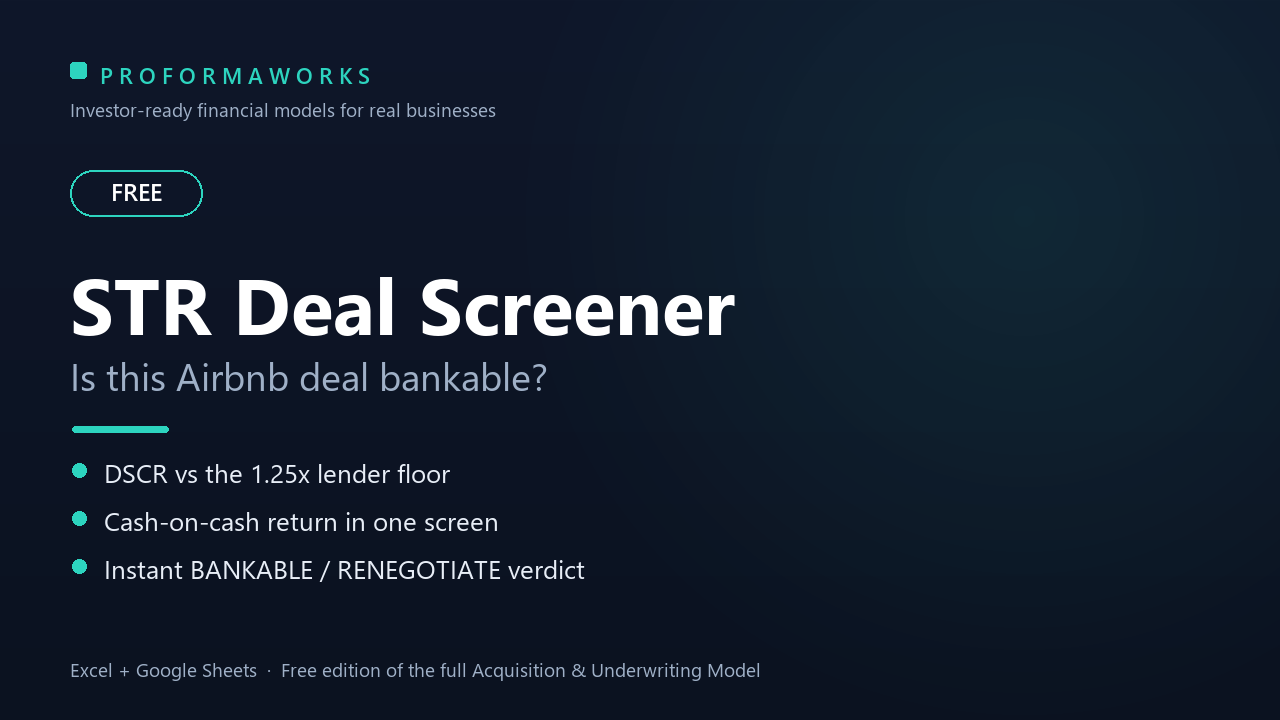 Free STR Deal Screener — Is This Airbnb Deal Bankable? (Excel + Google Sheets)